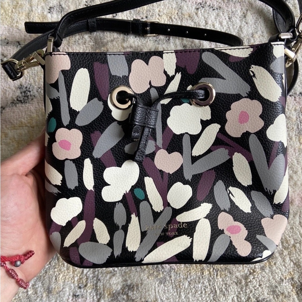 kate spade Floral Crossbody Bag - Black, Cream, Purple, and Pink